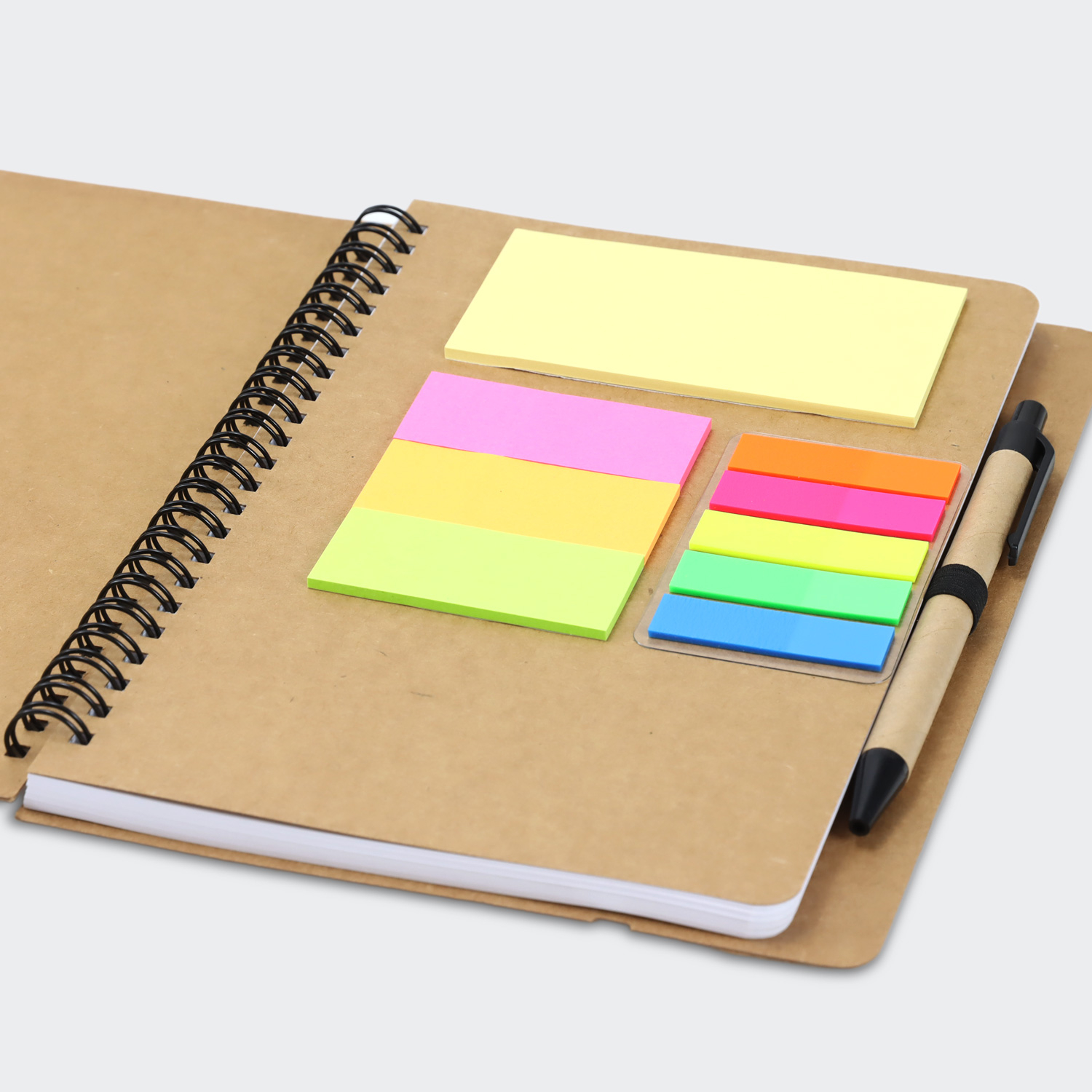 Kraft Notebook with Notes and Flags - Image 4